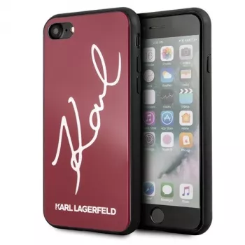 Karl Lagerfeld KLHCI8DLKSRE Signature Glitter pevný kryt pro iPhone 7/8/SE 2020/SE 2022, červený