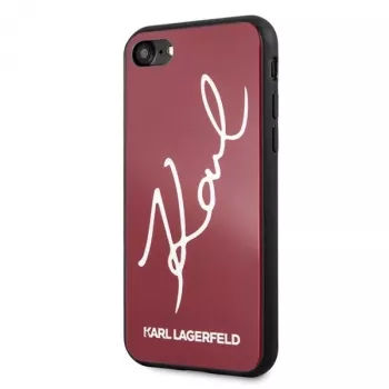 Karl Lagerfeld KLHCI8DLKSRE Signature Glitter pevný kryt pro iPhone 7/8/SE 2020/SE 2022, červený