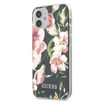 Guess Flower Collection zadní kryt pro Apple iPhone 12 Mini – navy