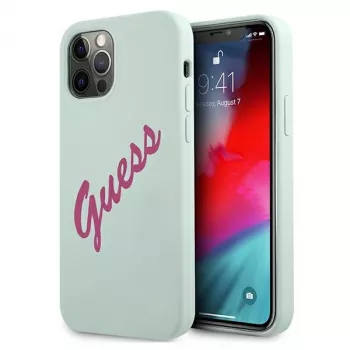 Guess Silicone Vintage Hard Case for Apple iPhone 12 / 12 Pro 6.1 inch - Blue Fuschia
