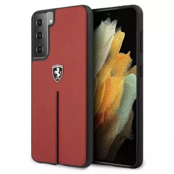 Ferrari FEOSIHCS21MRE S21+ G996 červené tvrdé pouzdro Off Track kožené nylonové proužky pro Samsung Galaxy S21+