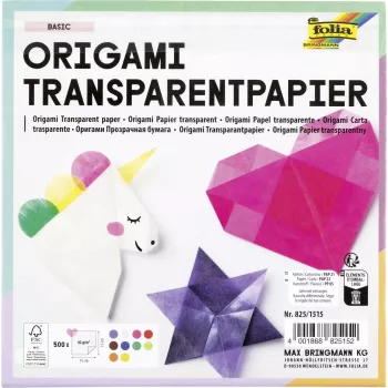 Folia transparentní skládací papír 15 x 15 cm, 50 listů, 42 g/m²