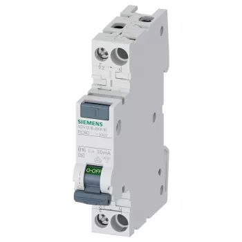 Siemens 5SV13166KK16 RCBO 2pólový 16 A 30 mA, charakteristika B, Typ A, 6 kA