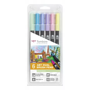 Tombow ABT-6P-2 sada Dual Brush Pen - 6 barev - jemný hrot a štětcový hrot - vícebarevná