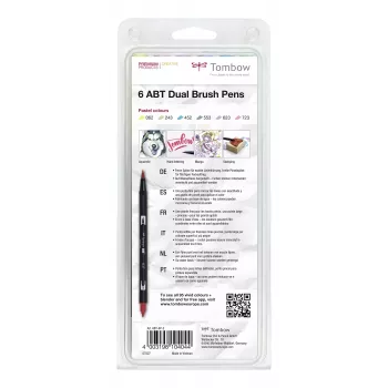 Tombow ABT-6P-2 sada Dual Brush Pen - 6 barev - jemný hrot a štětcový hrot - vícebarevná