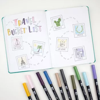 Tombow ABT-6P-4 sada Dual Brush Pen - 6 fixů - jemný a štětcový hrot - vícebarevná - kulatá
