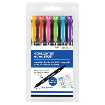 Tombow MONO Edge sada zvýrazňovačů - hrot seříznutý a kulatý 3,8mm 0,8mm linka mix (6 ks)