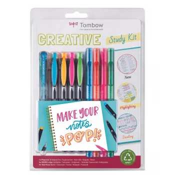 Kreativní studijní sada Tombow The Creative Study Kit obsahuje 4 kuličková pera Reporter a 4 zvýrazňovače Mono Edge