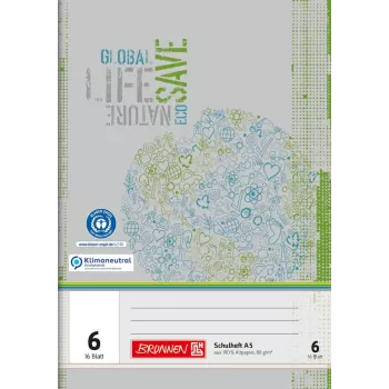 Brunnen školní sešit Recycling Lineatur 6 čistý bez okraje A4