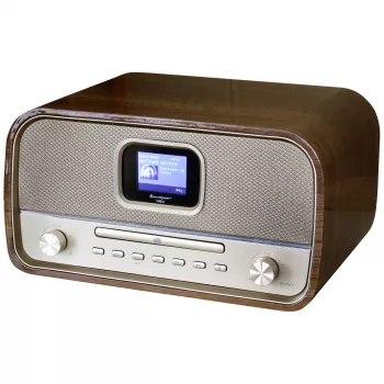 Soundmaster DAB970BR1 stolní rádio DAB+, FM, AUX, Bluetooth, CD, USB, funkce nabíjení baterie, hnědé