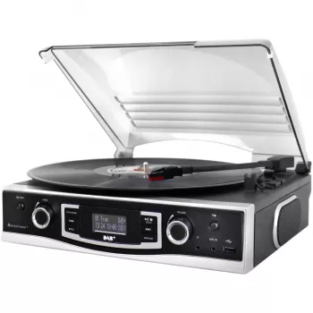Soundmaster PL590SW stereo systém gramofon s DAB+, FM, AUX, USB, funkcí nahrávání, černý