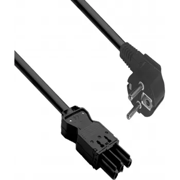 HELOS Power Connection Cable GST18 Compatible CEE 7/7 90° Angled Male to Female 3.0m Black