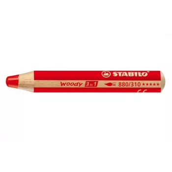 STABILO Woody 3 in 1 víceúčelová tužka - červená - certifikace PEFC - 10 mm tuhy - jednotlivě