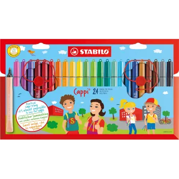 Popisovače STABILO Cappi – 24 mix barev – kulatý hrot 1 mm – omyvatelný inkoust