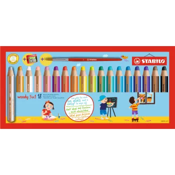 STABILO Woody 3 in 1 Multi-Talent tužka – měkká – barvy mix – 18 kusů