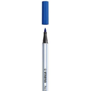Popisovač STABILO Pen 68 Brush, modrý, štětcový hrot, inkoust na vodní bázi, šestihranný, 1 ks