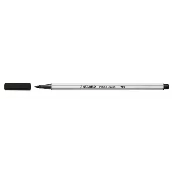 Popisovač STABILO Pen 68 Brush, Medium, černý, štětcový hrot, inkoust na vodní bázi, Německo, pro dospělé a děti