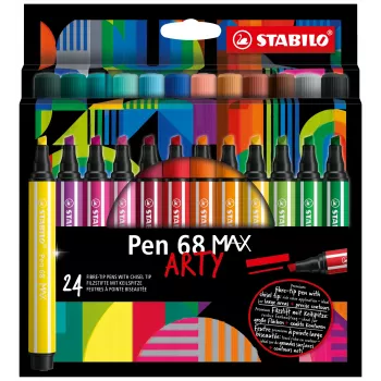 Popisovač STABILO Pen 68 MAX ARTY se seříznutým hrotem, pouzdro 24 ks