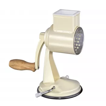 Zassenhaus Bubnové struhadlo Classic Cream – 3bubnové rotační struhadlo s nerezovými bubny, přísavkou, ergonomickou klikou