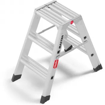 Oboustranné skládací schůdky Hailo Master D80 2 x 3 stupně, hliník, nosnost 150 kg, EN 131