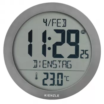 KIENZLE DCF Nástěnné hodiny řízené rádiovým signálem s ukazatelem pokojové teploty, antracitové