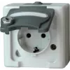HEINRICH KOPP 1-Gang Surface-Mounted Weatherproof Socket with Safety Lock, IP44, Grey (103456009)