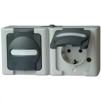 HEINRICH KOPP BLUE ELECTRIC kombinace spínače a zásuvky Schuko na omítku, šedá (131256002)