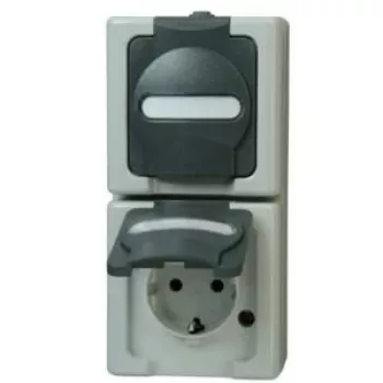 Heinrich Kopp 131456008 zásuvka Schuko 2násobná svislá, na omítku, černo-šedá, 250V, 16A