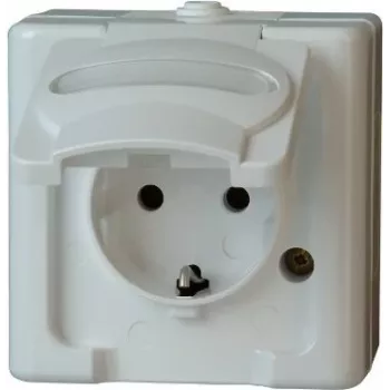 HEINRICH KOPP zásuvka Schuko 1násobná na omítku do vlhka IP44 arktická bílá 16A 250V (103302007)