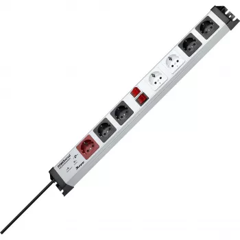 Heinrich Kopp POWERversal přepěťová ochrana s 7 zásuvkami, typ F, IP20, 3600 W, černá/šedá/červená/bílá, kabel 1,4 m