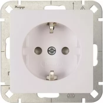 Heinrich Kopp HK05 Schuko Socket with Increased Touch Protection, Polar White (RAL 9010), Flush-mounted