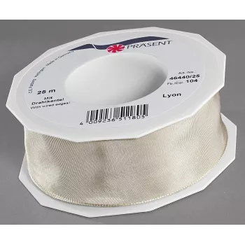 C.E. Pattberg Gift Ribbon LYON Glossy Creme 40.0 mm x 25.0 m