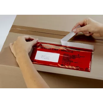 Vereinigte Papierwarenfabriken Docufix samolepicí průhledná kapsa na dokumenty DL dodací list/faktura červená/transparentní, balení 1000 ks
