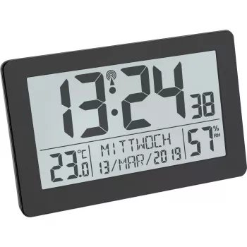 TFA Dostmann 60.2557.01 rádiové hodiny s pokojovým klimatem, velký displej, černé