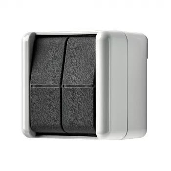 JUNG 835 W dvojité tlačítko, 2 spínací kontakty, 10 A 250 V, IP44, WG 800