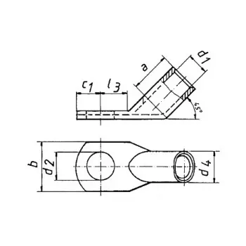 Klauke 47R1245 Tubular Cable Lug 45° 70mm² M12 E-Cu Galvanically Tin-Plated