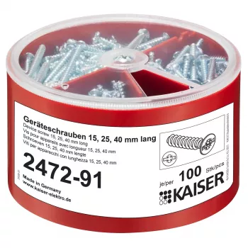 Kaiser Elektro 2472-91 Kufřík se sadou přístrojových šroubů, 100 ks od každé velikosti 3,2x15/25/40 mm