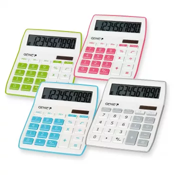 Genie Genius 840 Desktop Calculator - 10 Digits - 1 Line - Battery/Solar - Pink/White