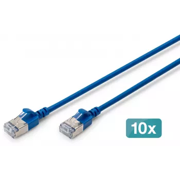 DIGITUS CAT 6A F-FTP Slim patch kabel, měď, LSZH, 0,5 m, šedá
