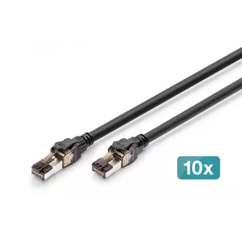 DIGITUS CAT 8.1 S/FTP patch kabel, Cu, LSZH, 5 m, černá, 10 kusů
