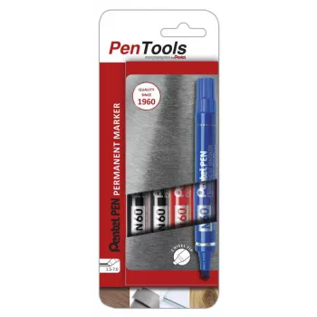 Pentel N60 permanentní popisovač seříznutý hrot 4 ks balení mix barev černá, modrá, červená, zelená