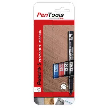 Pentel N50S Permanent Marker Set of 4 Assorted Colours Round Tip 2.1 mm