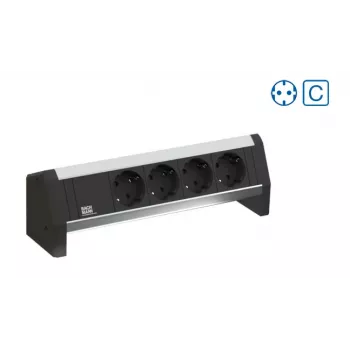 Přepěťová lišta Bachmann Desk 1 - 3 zásuvky Type-F - hliník/plast - 324 mm - interiér