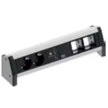 Bachmann DESK 1 tischanschlussfeld, hliník, černá, 2 zásuvky AC, 230 V, 16 A, USB nabíjení