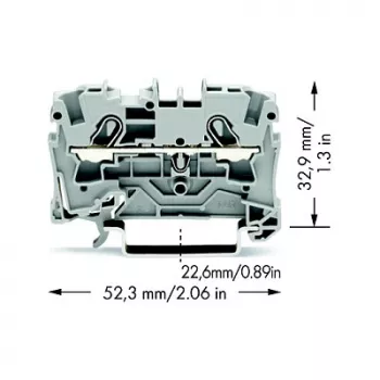 Průchozí svorka WAGO 2004-1201, 2vodičová, 800 V, 32 A, šedá, šířka 6,2 mm, CAGE CLAMP