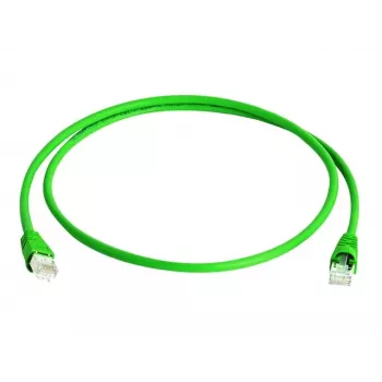 Telegärtner DataVoice Office MP8 FS 500 patch kabel RJ-45 samec na RJ-45 samec 1,5 m SFTP PiMF CAT 6a IEEE 802.3an/IEEE 802.3at s ochrannou manžetou bez halogenů lanko zelený RAL 6024