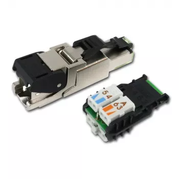 Telegärtner RJ45 konektor MFP8 Cat.6a (Deep), T568A s předmontovanou prachovou krytkou, robustní zinkové tlakově lité pouzdro - 1 kus (J00026A2004)
