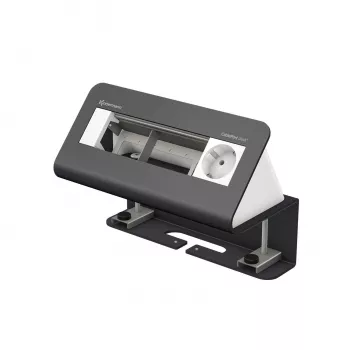 Kindermann CablePort desk² 4-fold Desk Connection Panel - 4 Schuko Outlets, 2x RJ45 Cat.6A, 2x USB-A, 1x HDMI, 1x USB-C, Black