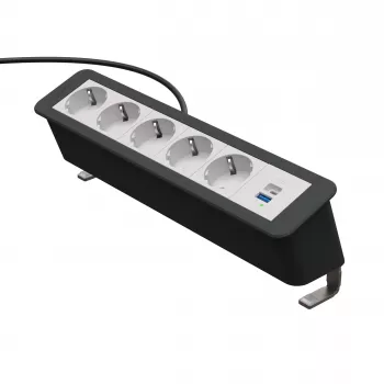 Přepěťová lišta Kindermann CP Office Desk 5x Schuko 1x USB-A 3m černá