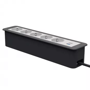 Kindermann CP Office rám 6-násobný 5x zásuvka 1x USB-A nabíječka černá (7551000325)